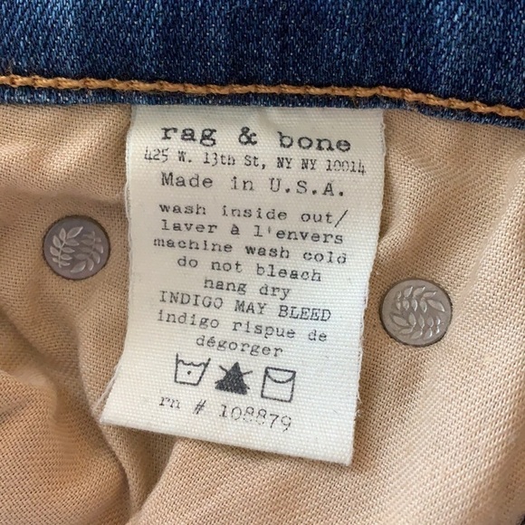 Rag & Bone Blue Ankle Zip Jeans Distressed Skinny Women’s Size 25 - Picture 10 of 16